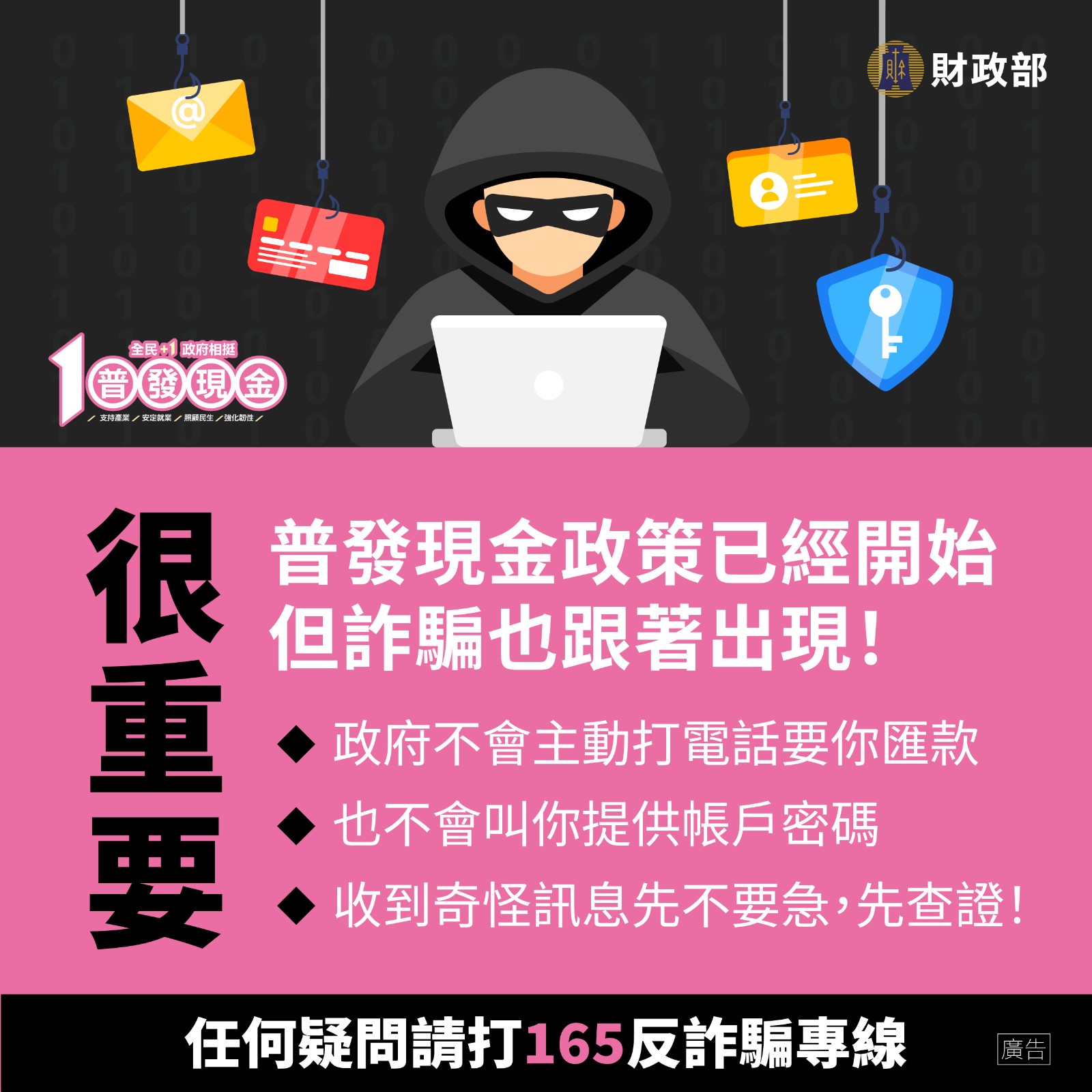 財政部「全民+1 政府相挺」普發現金發放作業照片