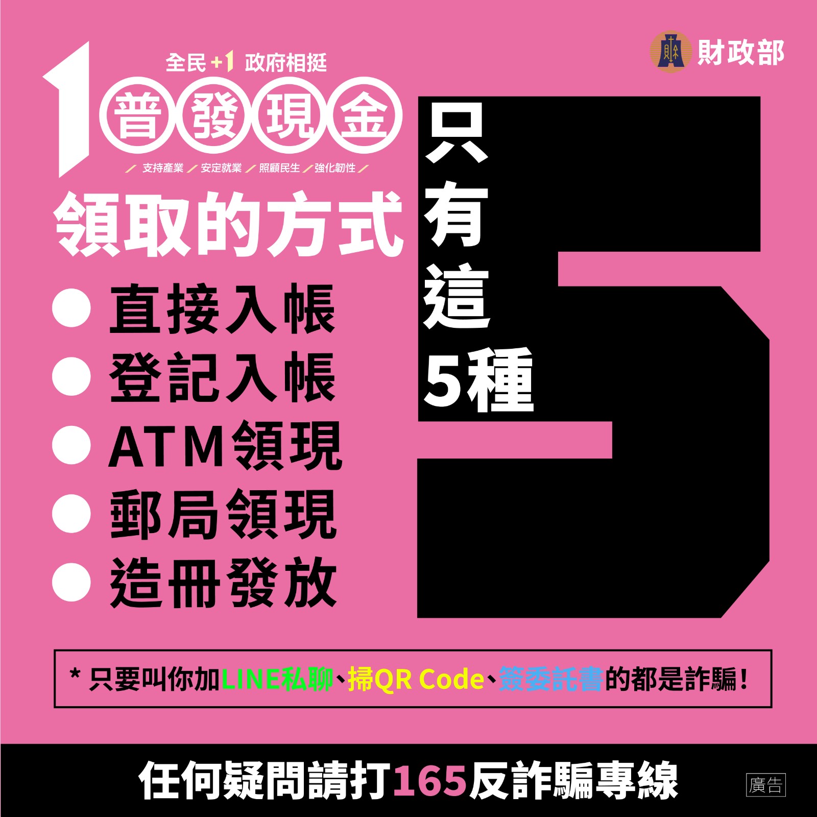 財政部「全民+1 政府相挺」普發現金發放作業照片